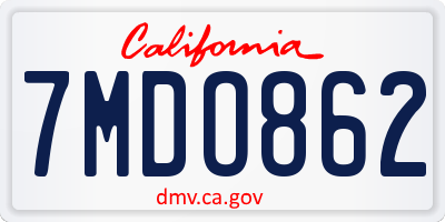 CA license plate 7MDO862