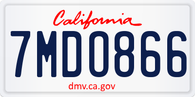 CA license plate 7MDO866