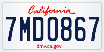 CA license plate 7MDO867