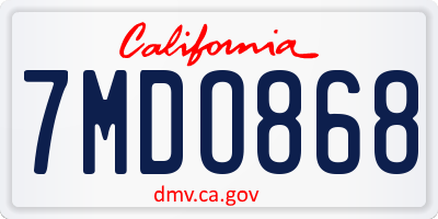 CA license plate 7MDO868