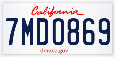 CA license plate 7MDO869