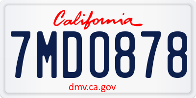 CA license plate 7MDO878