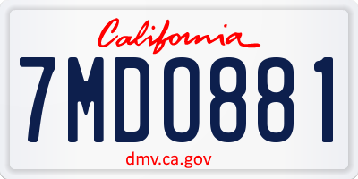 CA license plate 7MDO881