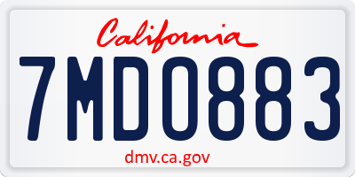CA license plate 7MDO883