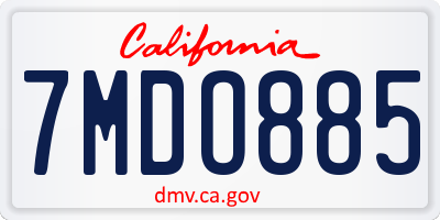 CA license plate 7MDO885