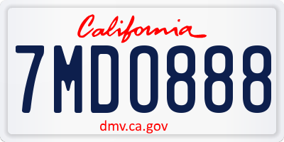 CA license plate 7MDO888
