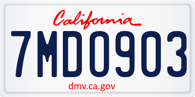 CA license plate 7MDO903