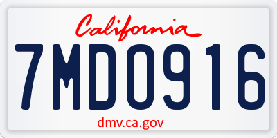 CA license plate 7MDO916