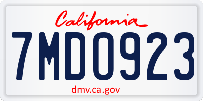 CA license plate 7MDO923