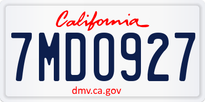 CA license plate 7MDO927