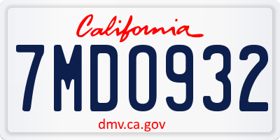 CA license plate 7MDO932