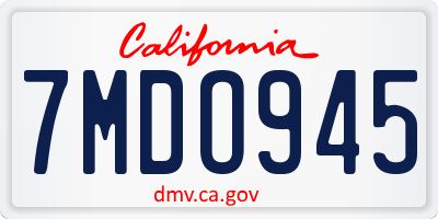 CA license plate 7MDO945