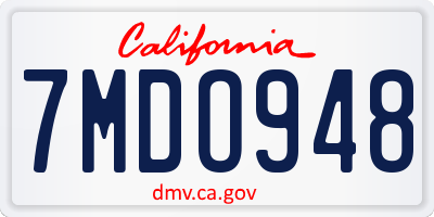 CA license plate 7MDO948