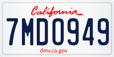 CA license plate 7MDO949