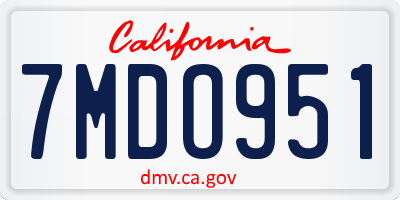 CA license plate 7MDO951