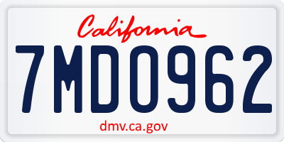 CA license plate 7MDO962