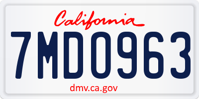 CA license plate 7MDO963