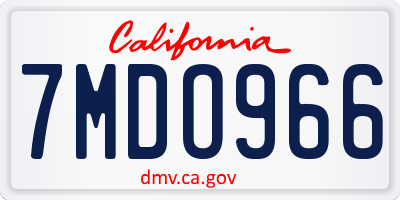 CA license plate 7MDO966