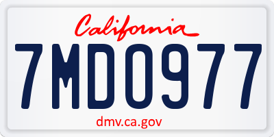 CA license plate 7MDO977