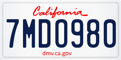 CA license plate 7MDO980
