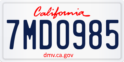 CA license plate 7MDO985