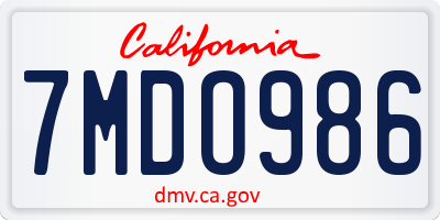 CA license plate 7MDO986