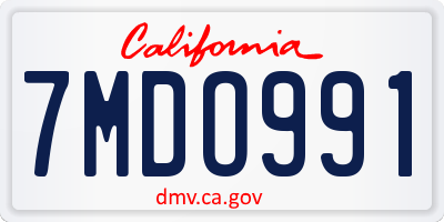 CA license plate 7MDO991