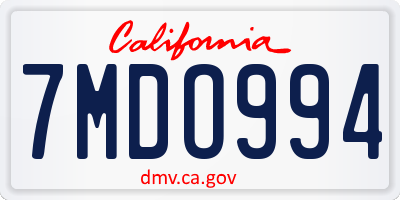 CA license plate 7MDO994