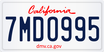 CA license plate 7MDO995