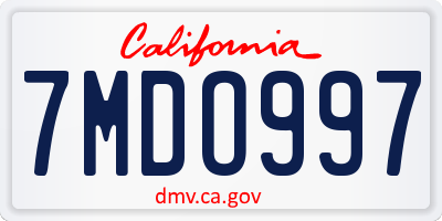 CA license plate 7MDO997