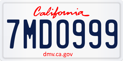 CA license plate 7MDO999