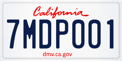 CA license plate 7MDP001