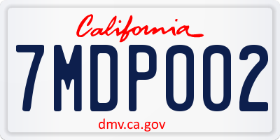 CA license plate 7MDP002