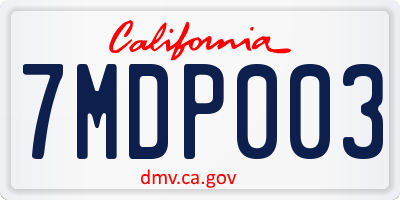 CA license plate 7MDP003