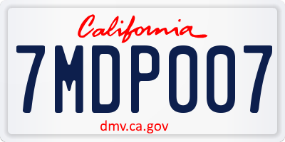 CA license plate 7MDP007