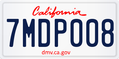 CA license plate 7MDP008
