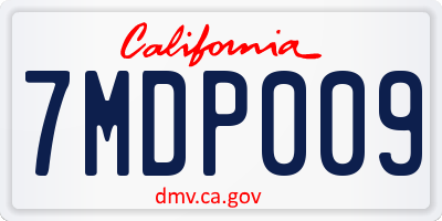 CA license plate 7MDP009