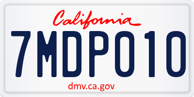 CA license plate 7MDP010