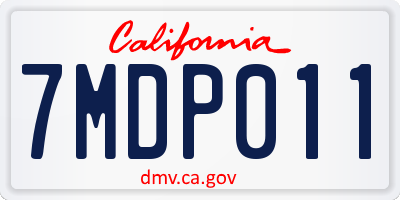 CA license plate 7MDP011