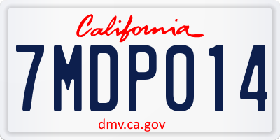 CA license plate 7MDP014
