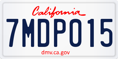 CA license plate 7MDP015