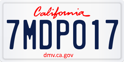 CA license plate 7MDP017