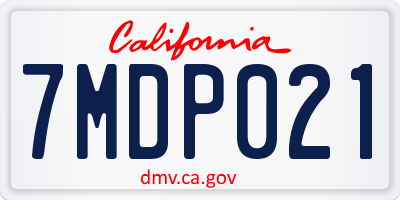 CA license plate 7MDP021
