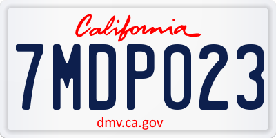 CA license plate 7MDP023