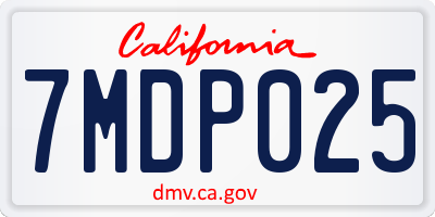 CA license plate 7MDP025