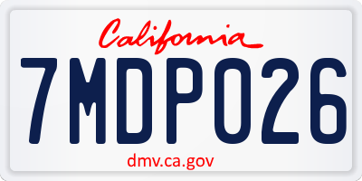 CA license plate 7MDP026