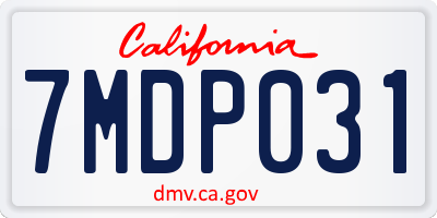 CA license plate 7MDP031