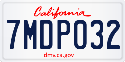 CA license plate 7MDP032