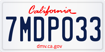 CA license plate 7MDP033
