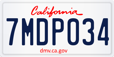 CA license plate 7MDP034